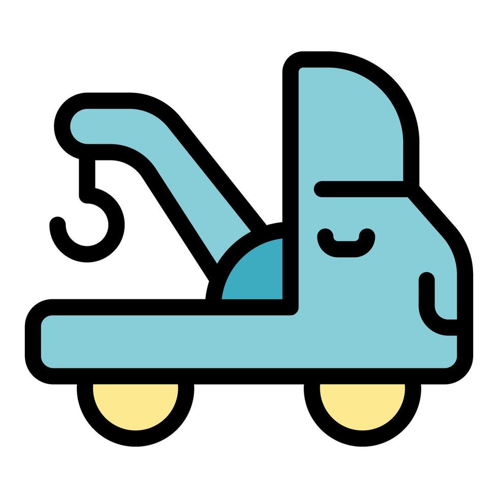 Tow truck providing roadside assistance with crane and hook vector
