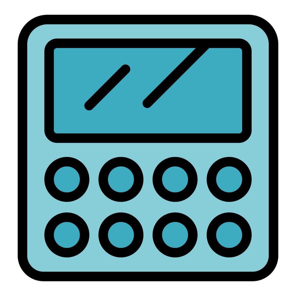 Light blue calculator showing empty display and round buttons vector