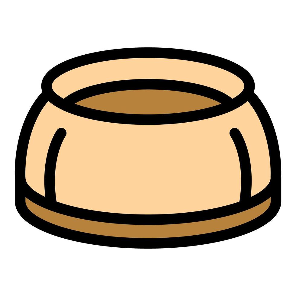Ceramic pet bowl filled with food on white background vector