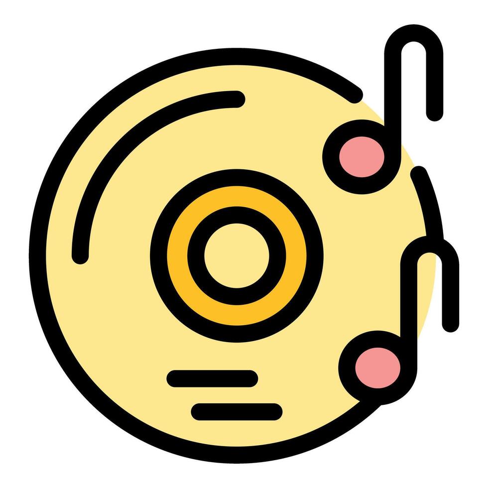 Vinyl record playing music with musical notes floating around vector