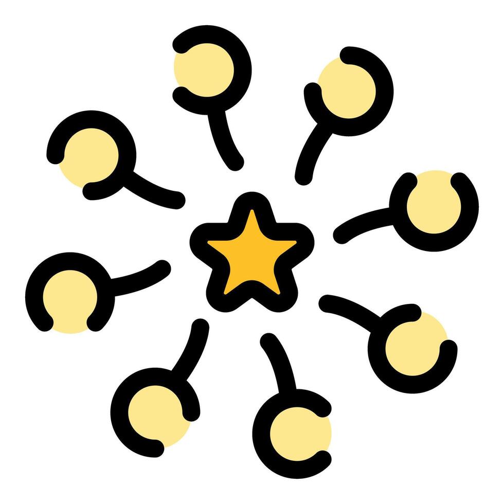 Golden star achieving goals with teamwork and collaboration vector