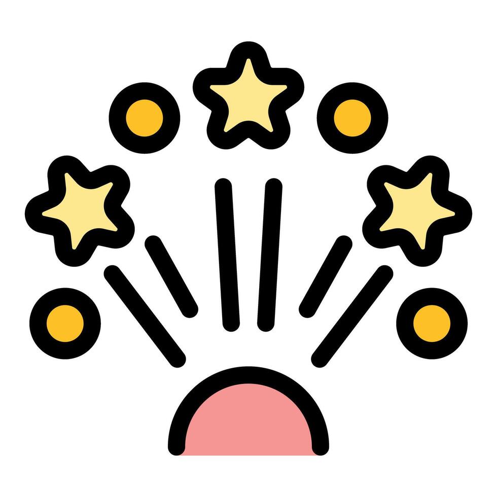 Fireworks exploding with yellow stars and circles celebrating a special event vector