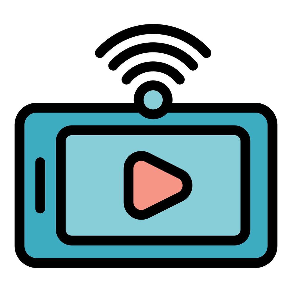 Smartphone streaming content via wifi connection vector