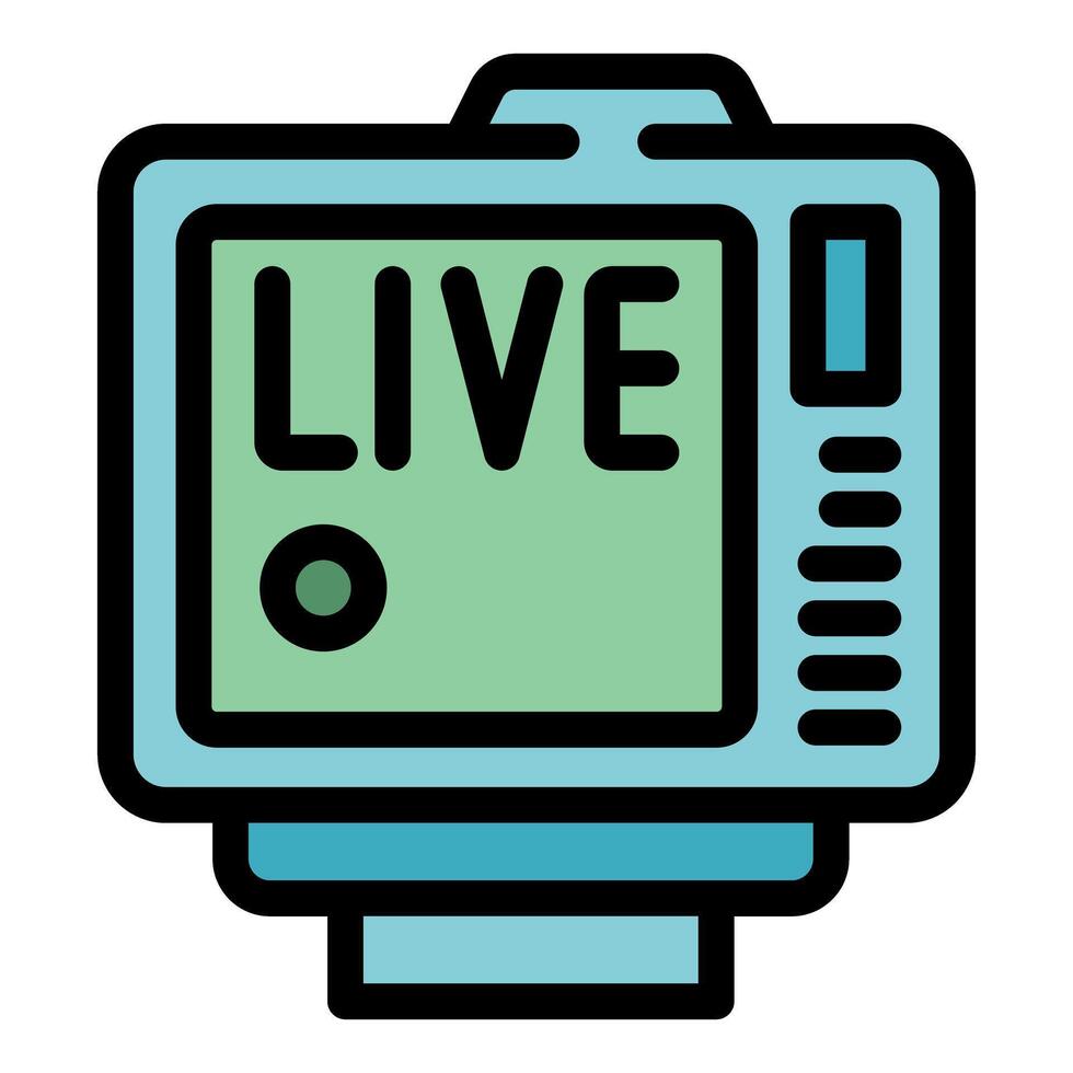 Live television showing recording status with green screen and buttons vector