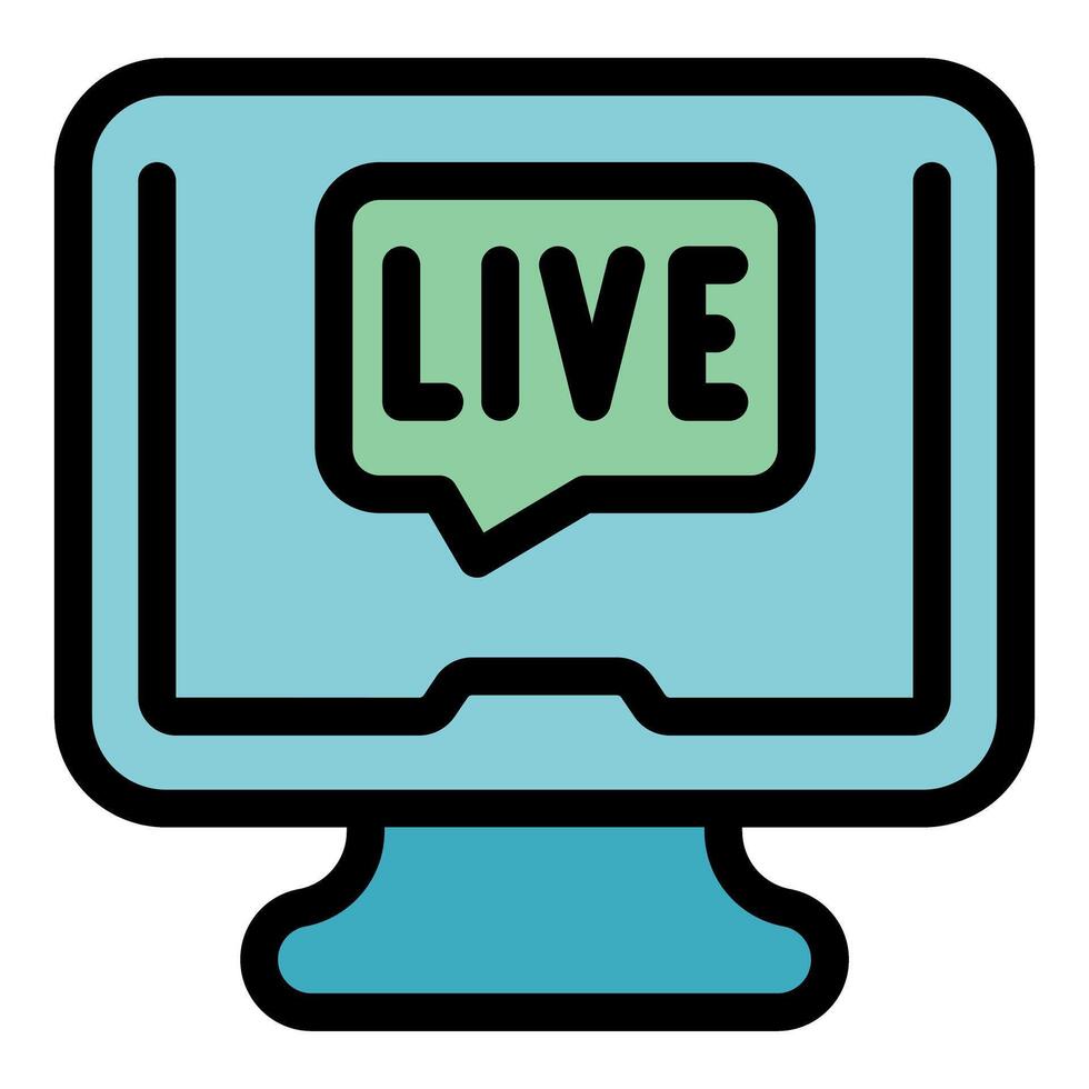 Live streaming on desktop computer screen displaying live content vector