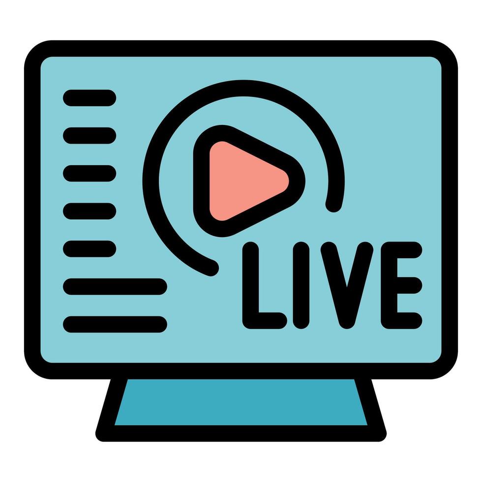 Live streaming player interface showing live content on monitor vector