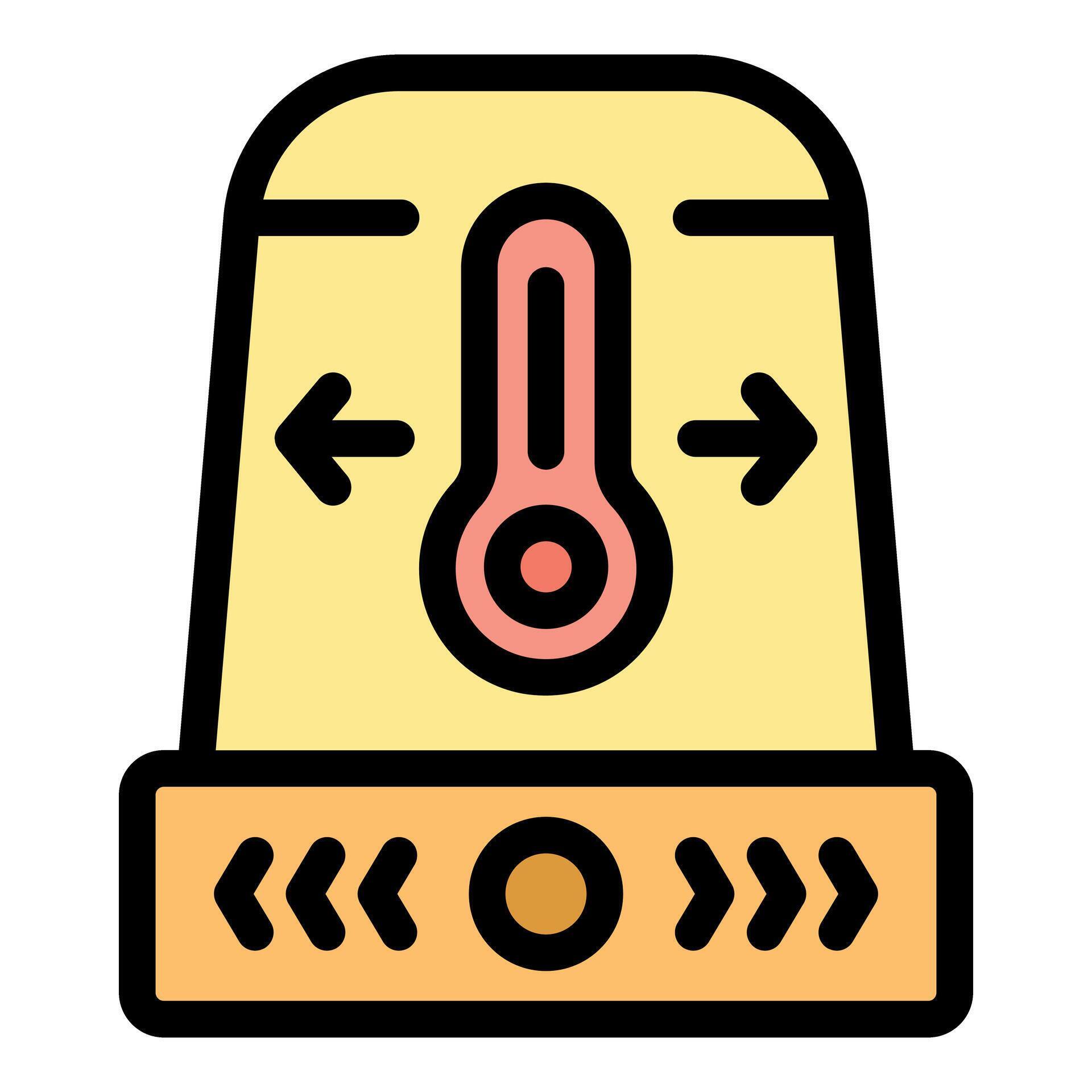 Temperature control panel with arrows showing increase and decrease ...