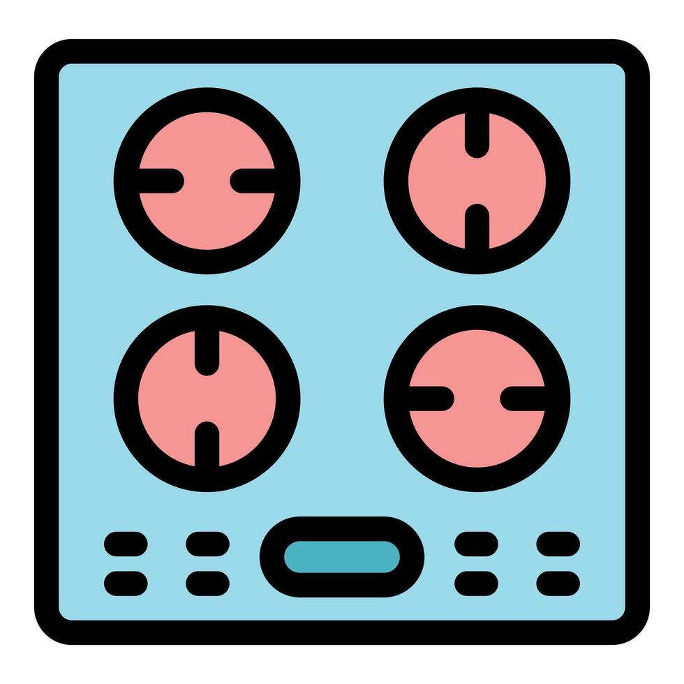 Modern induction cooker with four burners and digital controls simplifying cooking vector