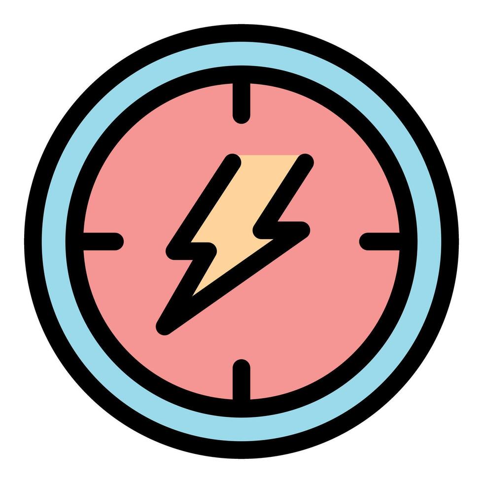 Clock showing fast charging time with lightning bolt symbol inside vector