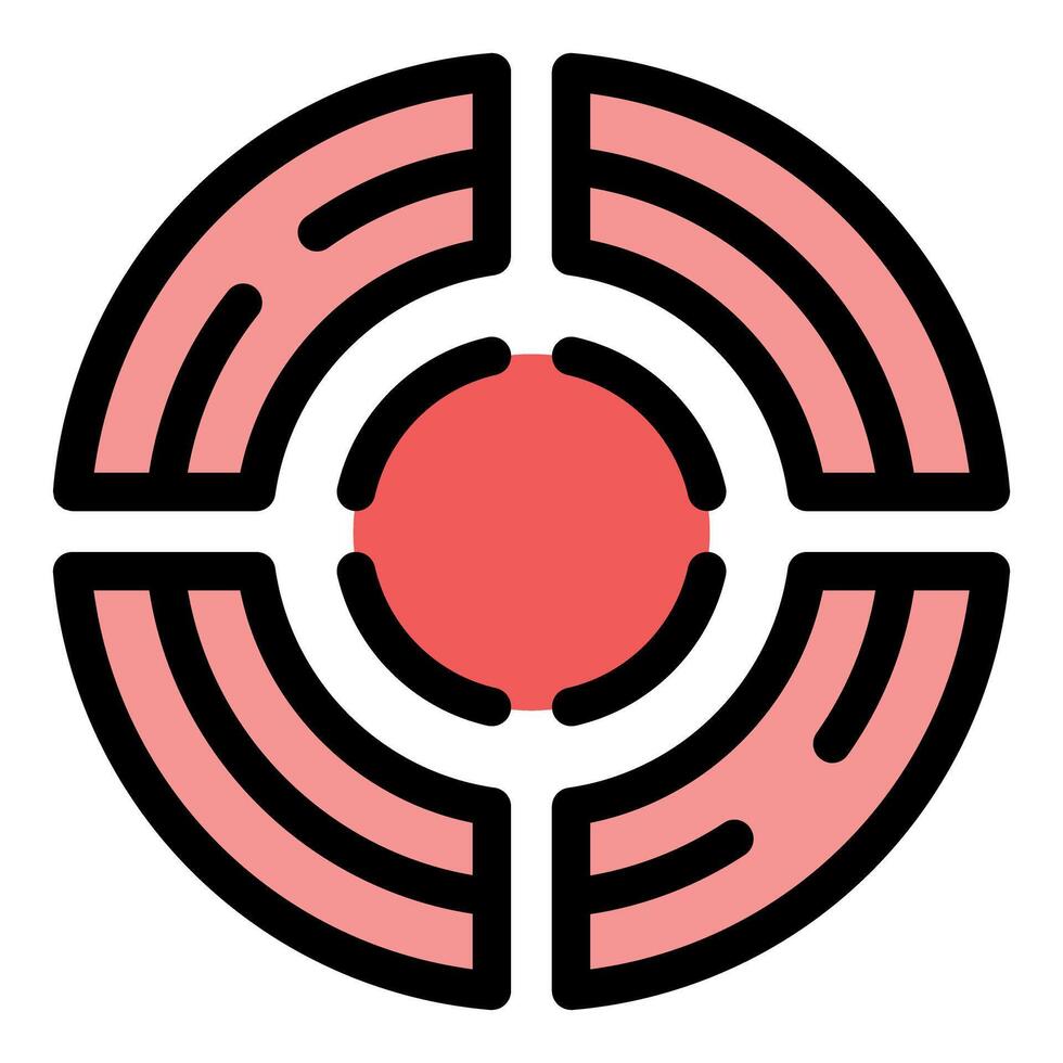Marketing targeting and communication strategy icon showing bullseye and four quadrants vector