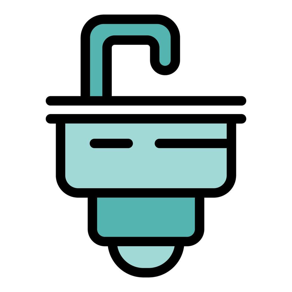 Modern kitchen sink with faucet, plumbing fixture icon vector