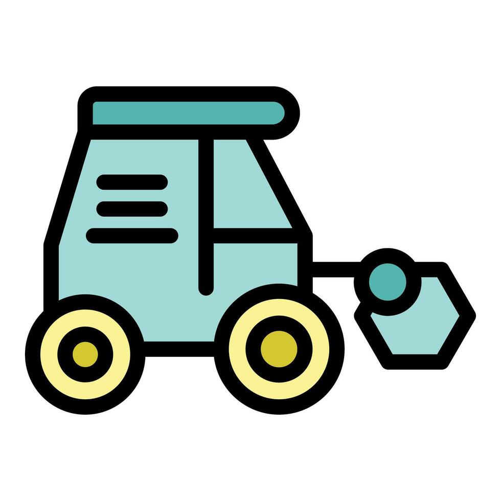 Smart farm combine harvester harvesting crops icon vector