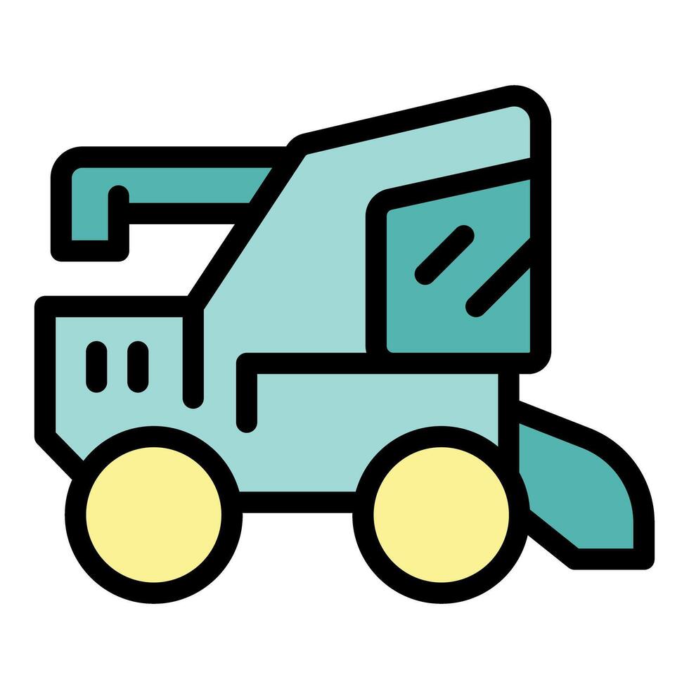 Combine harvester harvesting wheat in a field during harvest season vector