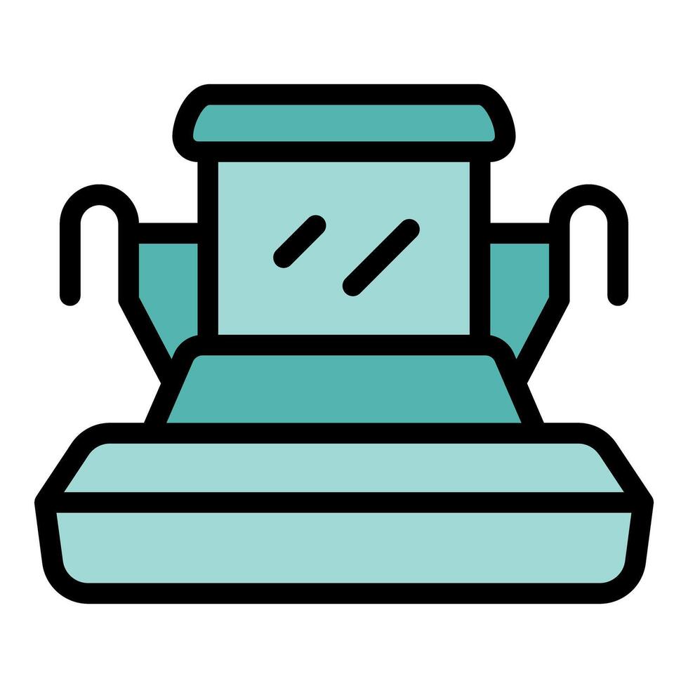 Combine harvester harvesting wheat in field icon illustration vector