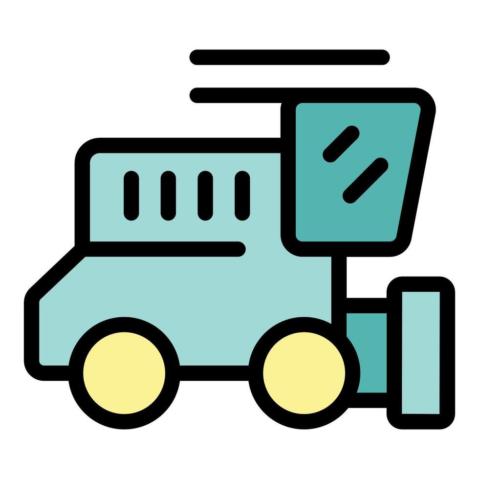 Combine harvester harvesting grain in a field icon illustration vector