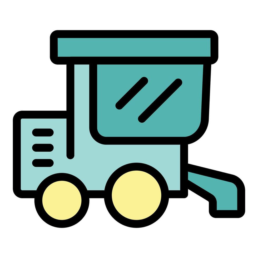 Combine harvester harvesting crops in field icon illustration vector