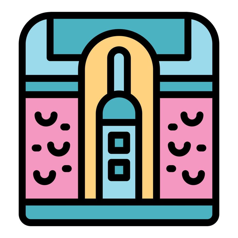 Modern building with arched entrance and decorative facade representing urban architecture vector