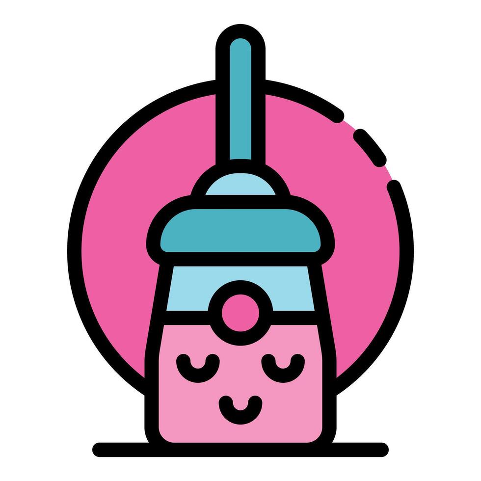 Kawaii cleaning brush smiling on pink background vector
