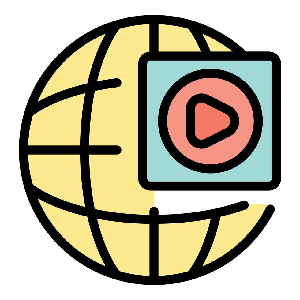 Global streaming service icon representing worldwide entertainment access vector