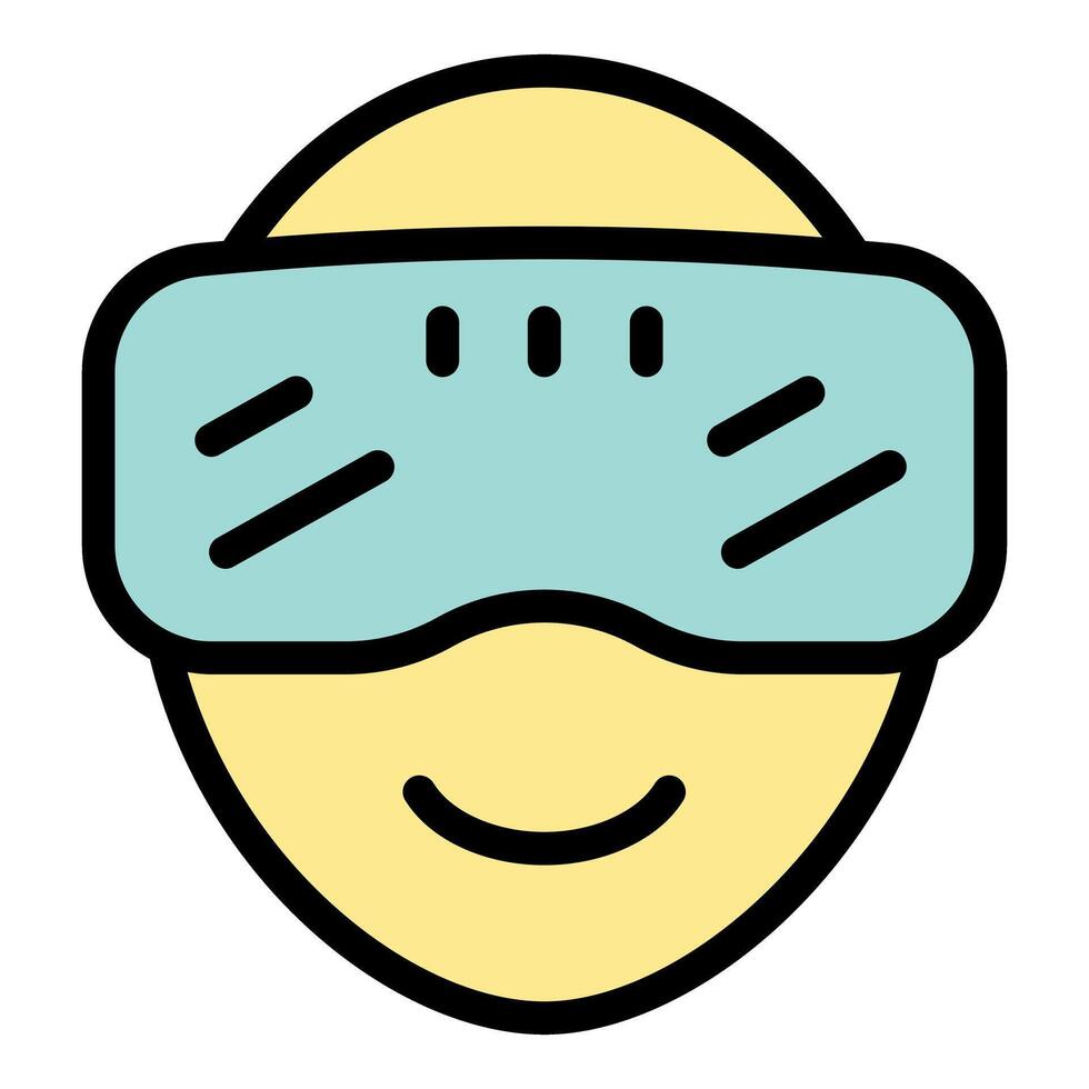 Smiling person experiencing virtual reality with vr headset vector