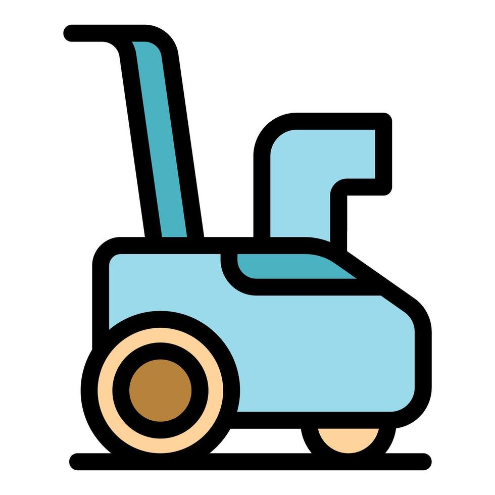 Snow blower removing snow from driveway in winter vector