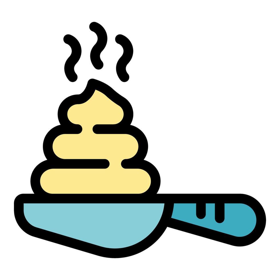 Steaming mashed potatoes served on a spoon, comfort food close up vector
