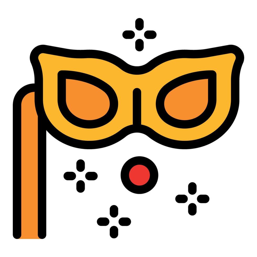 Orange carnival mask with red nose and sparkles celebrating festive occasion vector