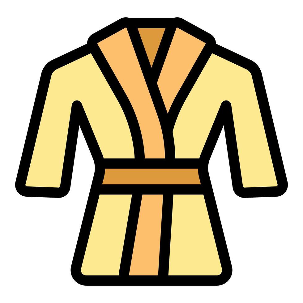 Soft yellow bathrobe wrapped with sash, comfort and relaxation vector