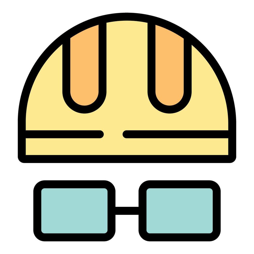 Protective helmet and glasses ensuring workplace safety vector
