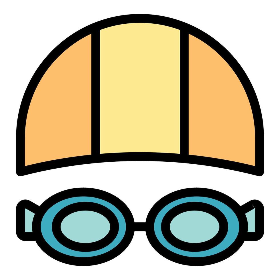 Swimming goggles and cap icon representing water sports and pool safety vector