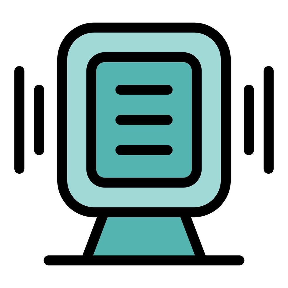 Voice activated smart speaker displaying text on screen vector