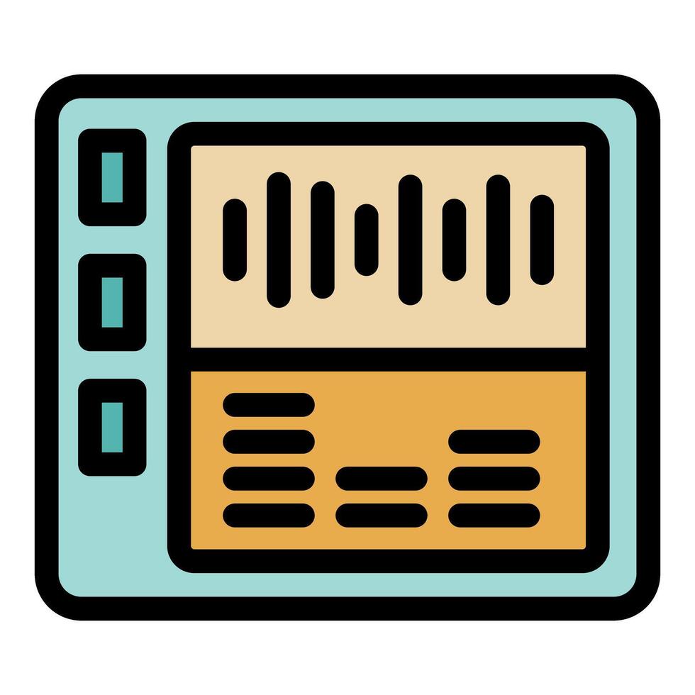 Audio editing software displaying waveform and settings on screen vector