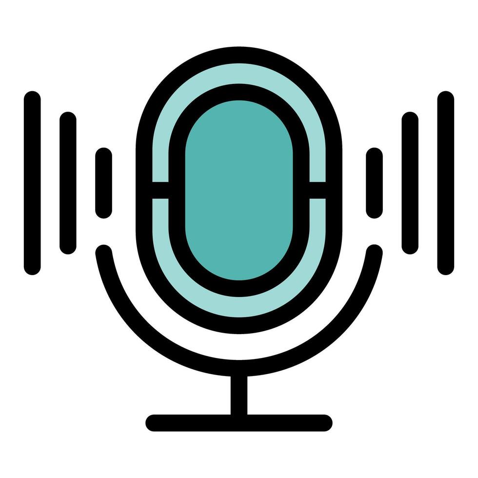 Studio microphone recording audio waves icon vector