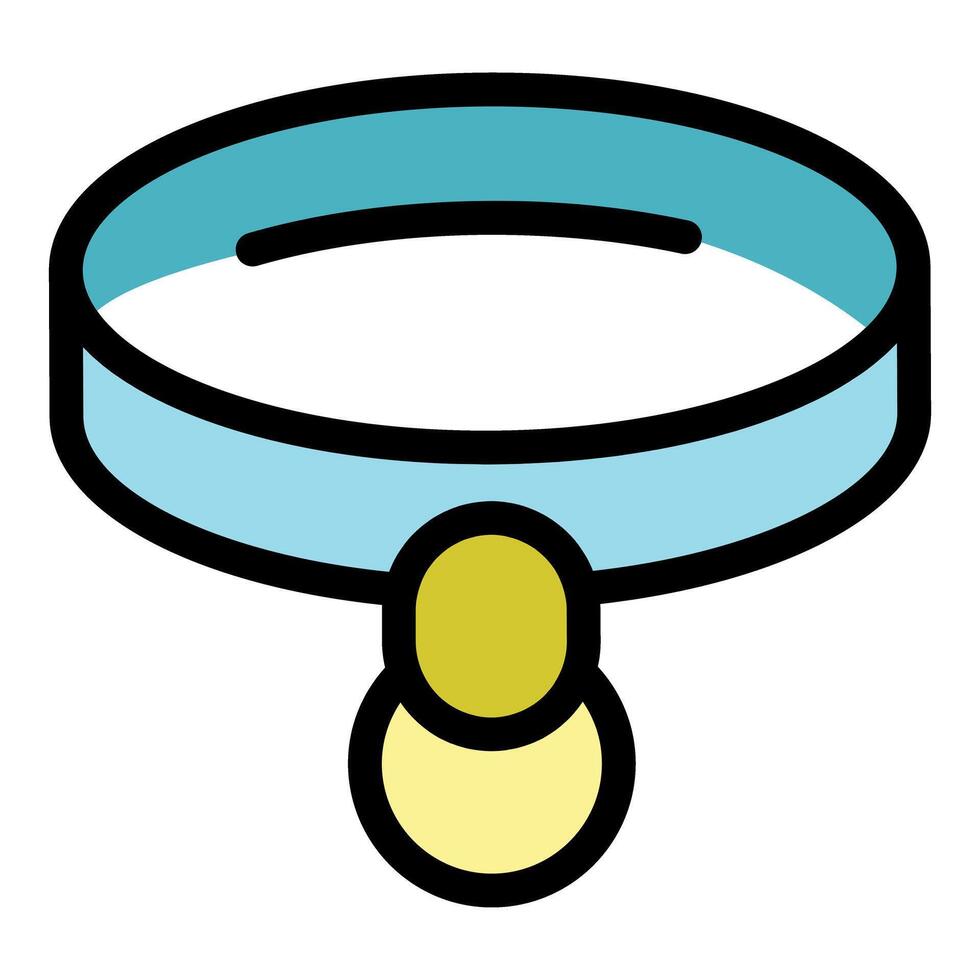 Light blue dog collar with golden round decoration hanging vector