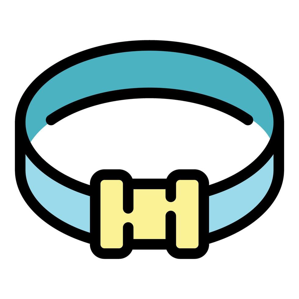 Light blue dog collar with yellow buckle fastening, keeping pets safe and stylish vector