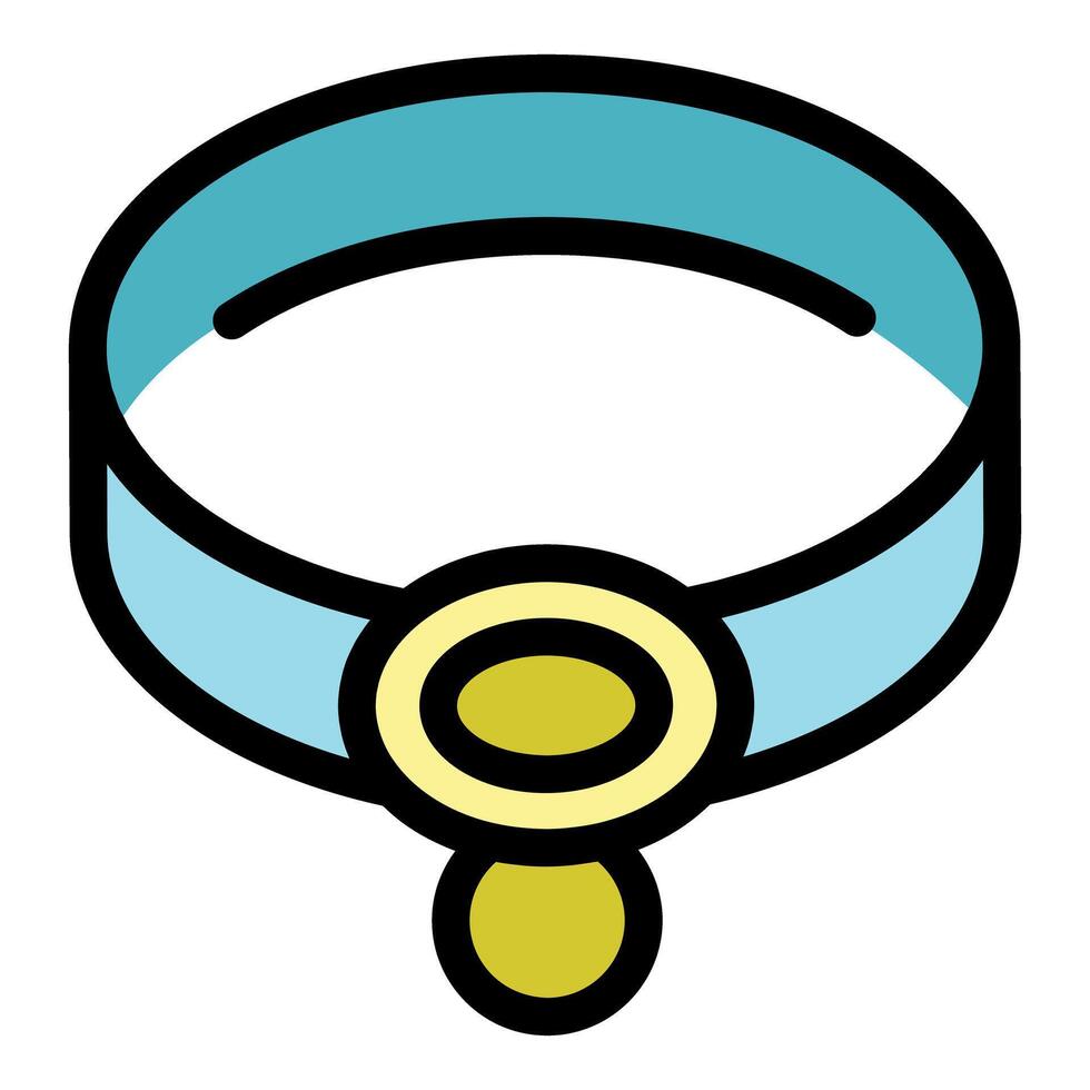 Light blue dog collar with hanging golden medallion, showing elegance and style vector