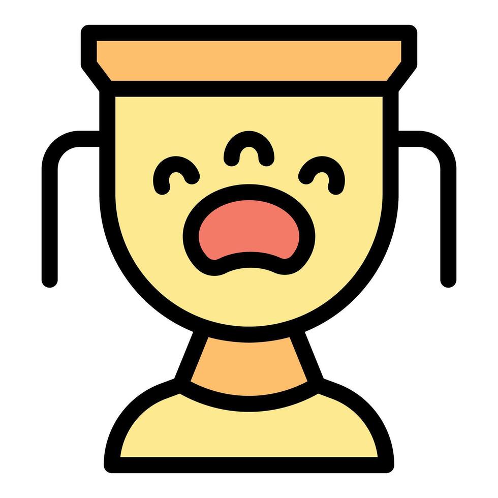 Sad crying trophy cup expressing disappointment with handles and base vector