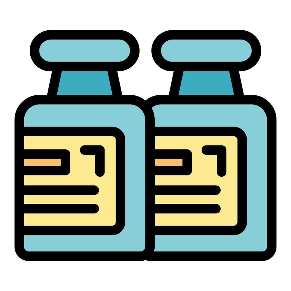 Two medical vials representing vaccination or drug development vector