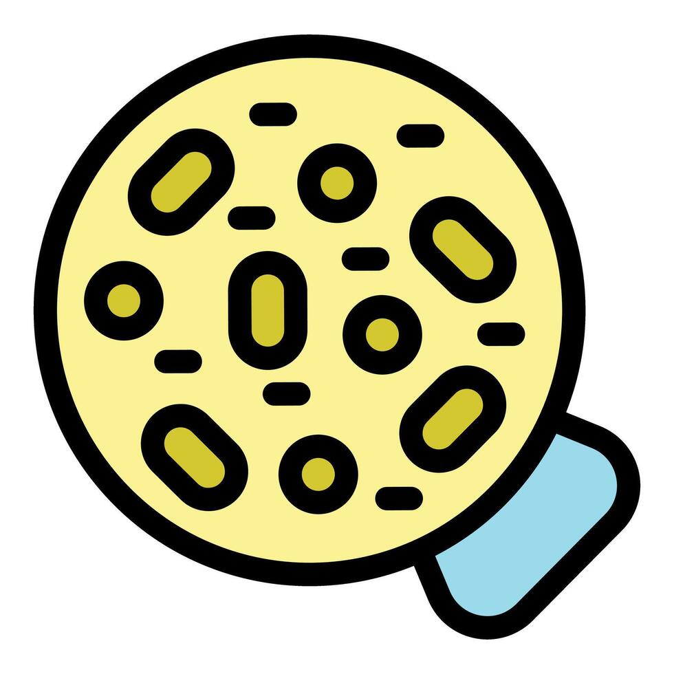 Petri dish showing growing bacteria under laboratory microscope vector