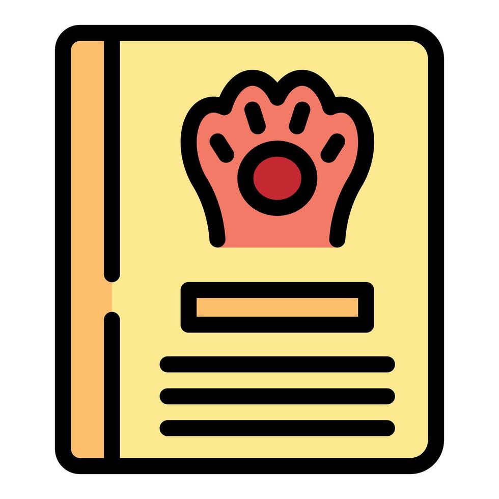 Pet paw book cover showing veterinary guide or animal care manual vector