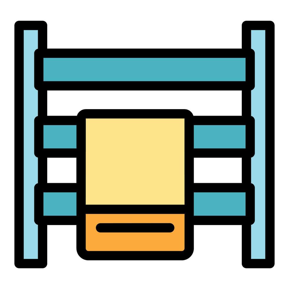 Towel dryer with towel hanging and drying, vector