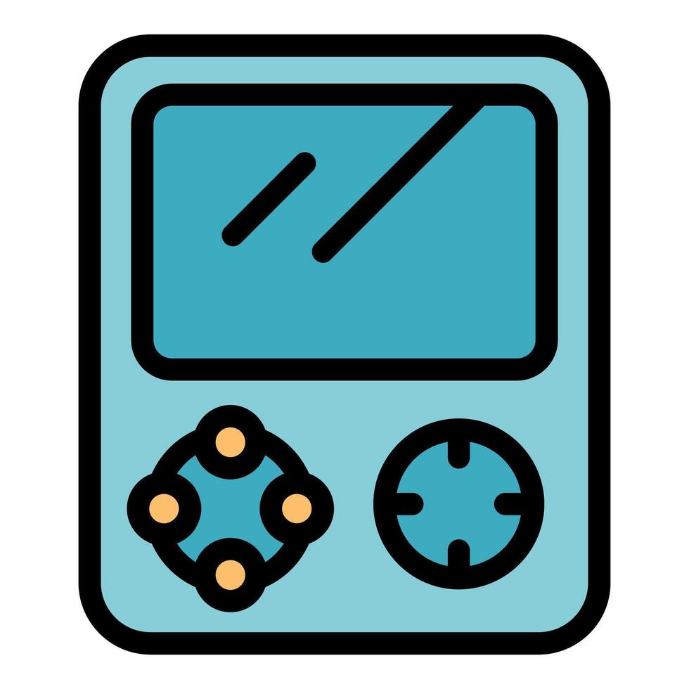 Portable gaming console showing loading screen with directional pad and action buttons vector