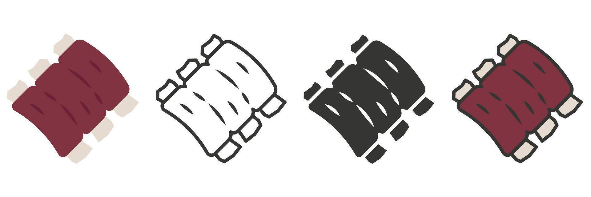 Rib meat in different styles. A set of sheep meat. For your kitchen. Rib meat. vector