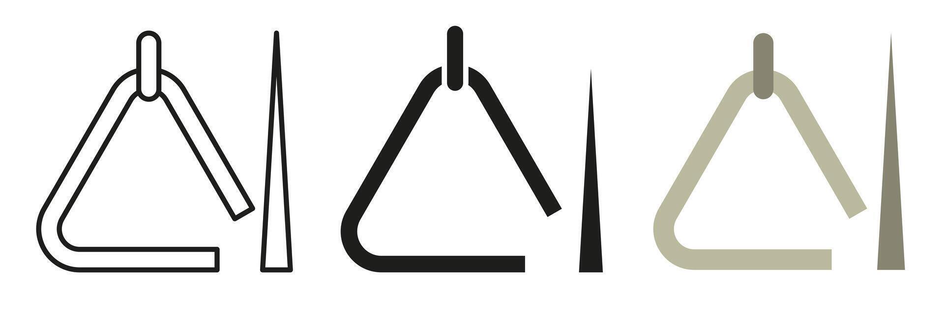 Triangle. A simple set of musical instruments. Triangle image in different styles. vector