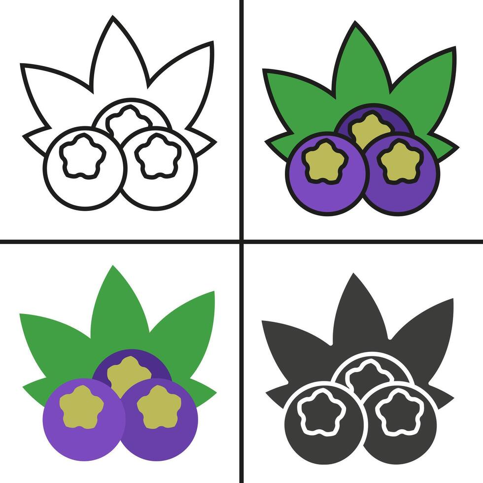 blueberry in different styles. blueberry icon. A set of different blueberry. vector