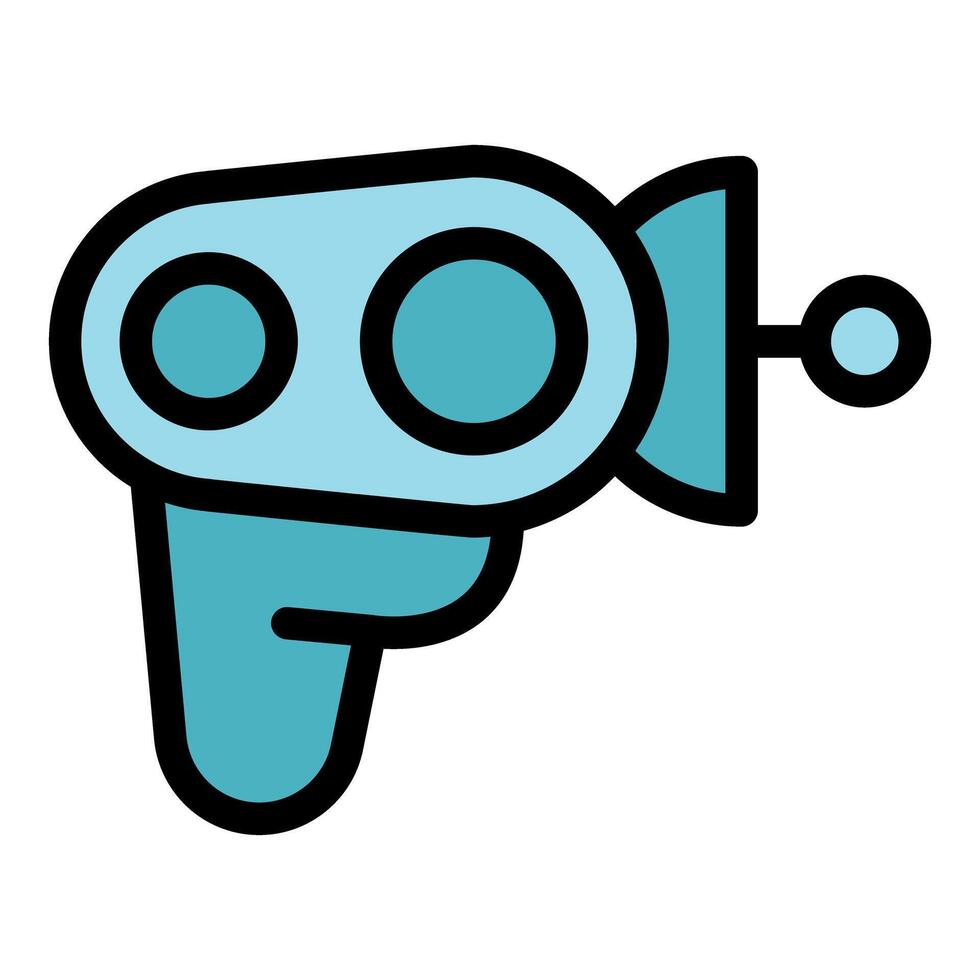 Futuristic ray gun shooting energy beams in space game vector