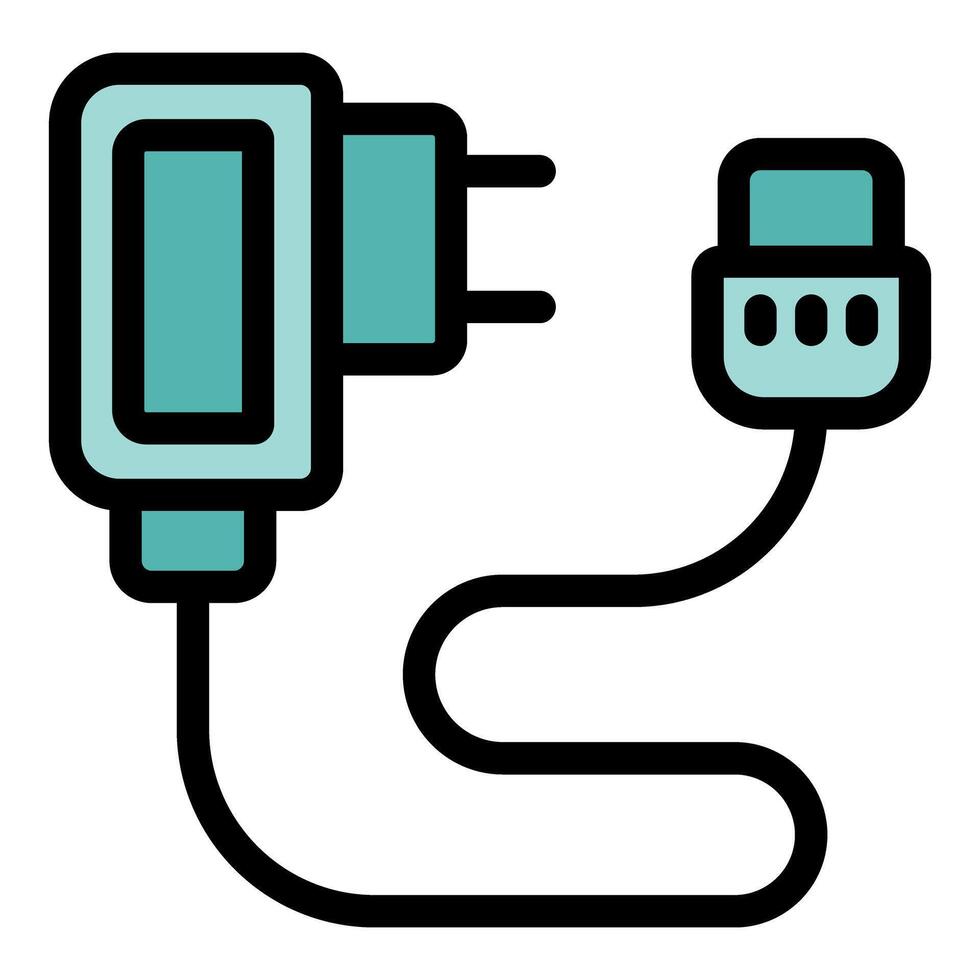 Phone charger connecting to power outlet, providing energy to mobile devices vector