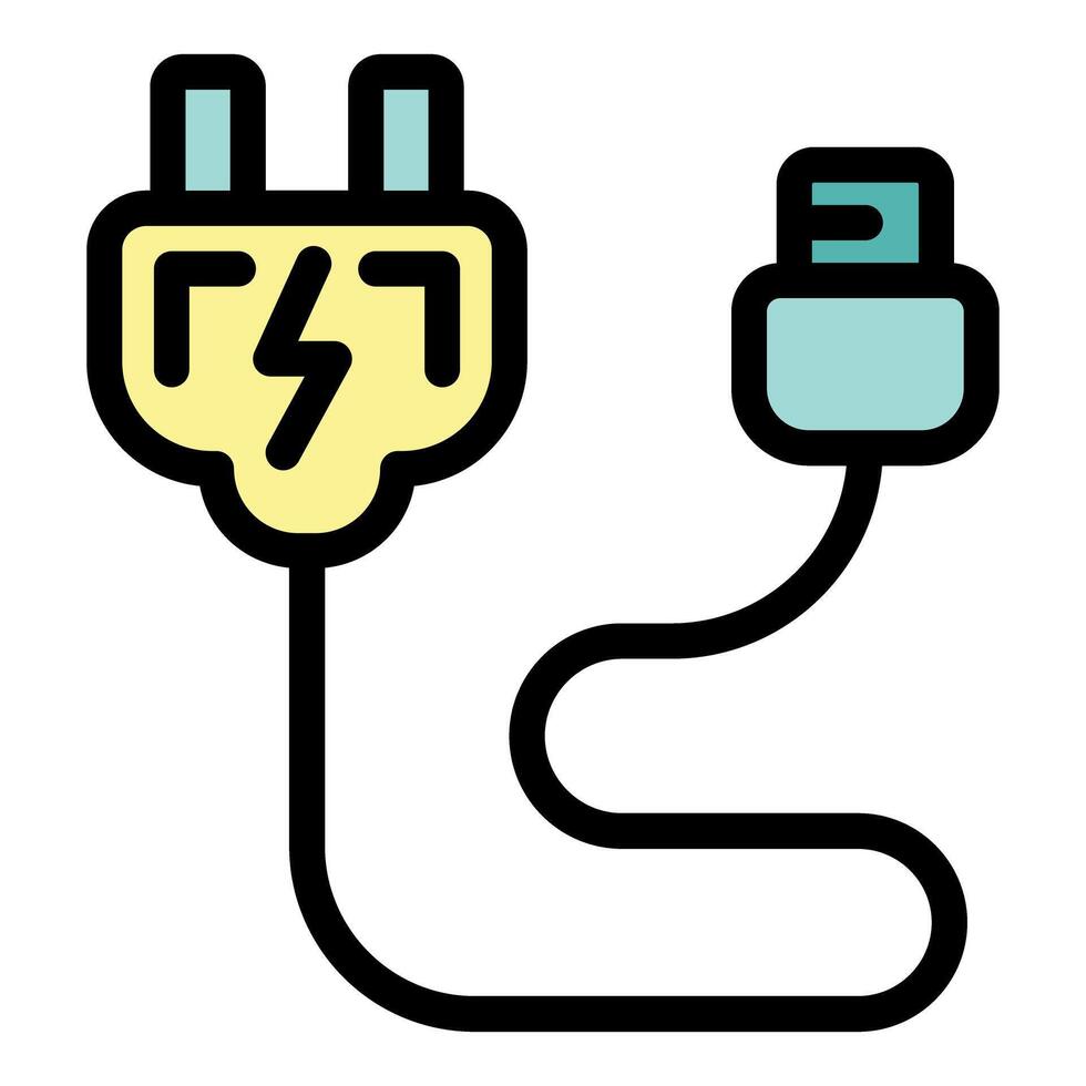 Fast charging cable connecting to power supply showing fast energy transfer vector