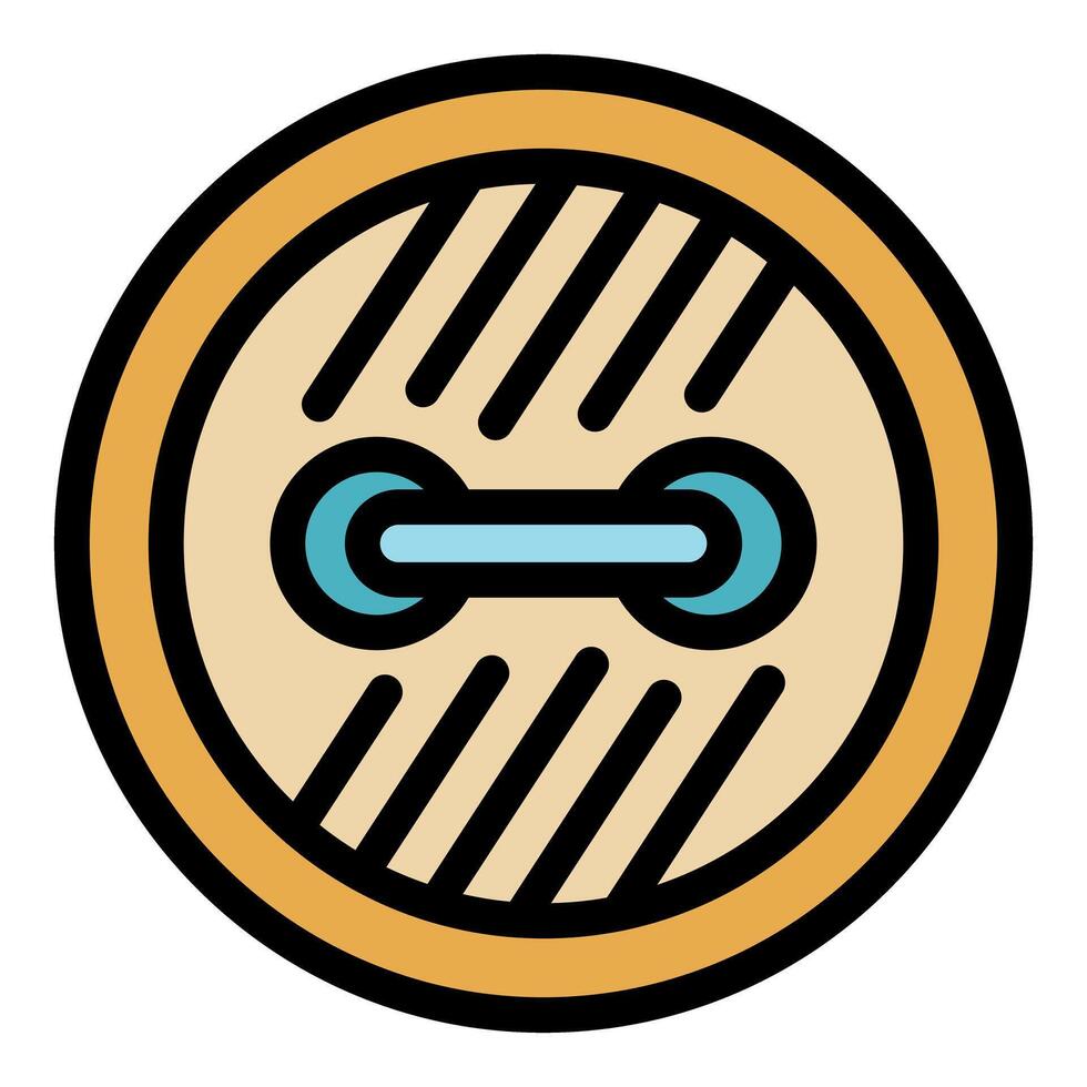 Round clothing button with two holes and diagonal lines representing fabric vector