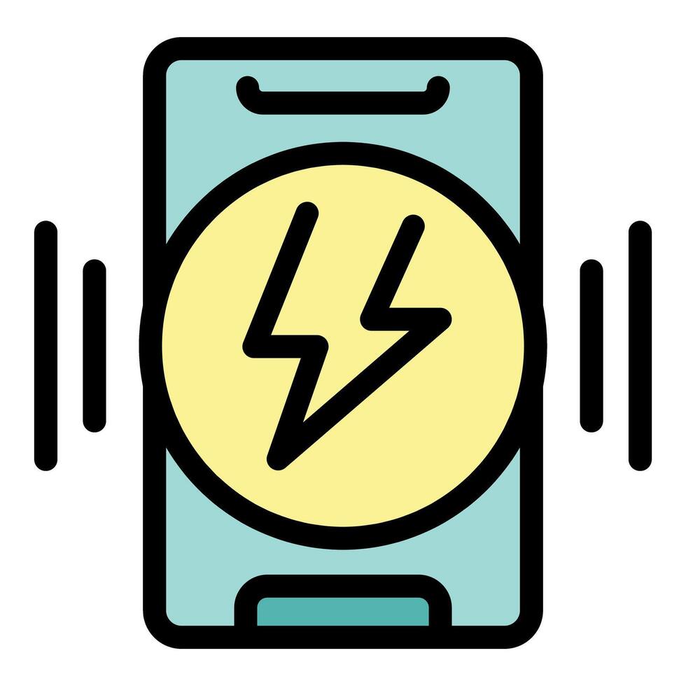 Wireless charging smartphone with lightning bolt symbol is getting power wirelessly vector